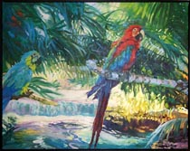 "Rainforest with Parrots 3"